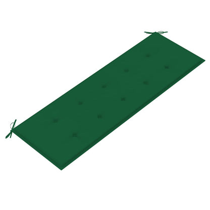 Trädgårdsbänk med grön dyna 150 cm massiv teak