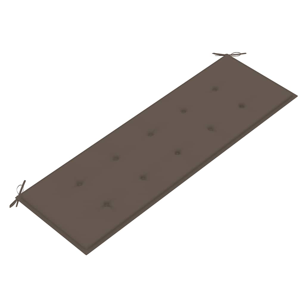 Trädgårdsbänk med taupe dyna 150 cm massiv teak