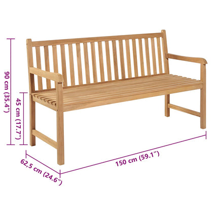 Trädgårdsbänk med taupe dyna 150 cm massiv teak