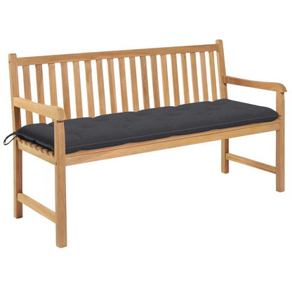 Trädgårdsbänk med antracit dyna 150 cm massiv teak