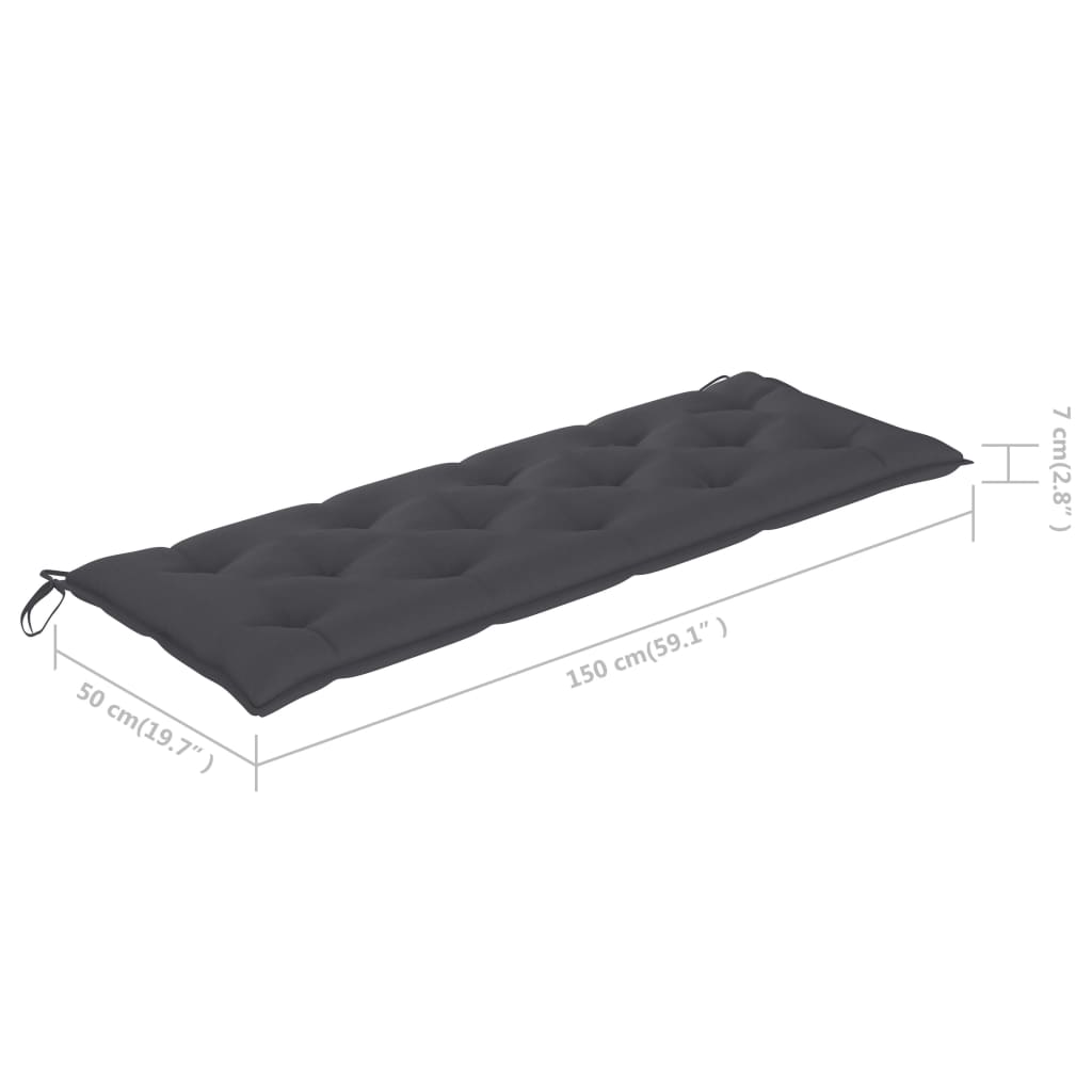 Trädgårdsbänk med antracit dyna 150 cm massiv teak