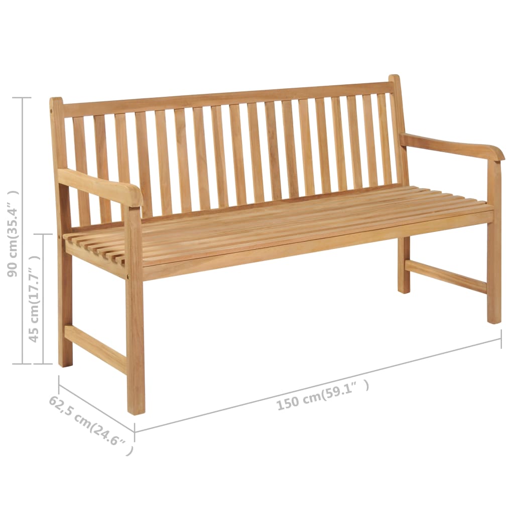 Trädgårdsbänk med antracit dyna 150 cm massiv teak