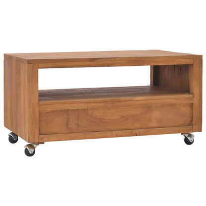 TV-bänk med hjul 80x50x42 cm massiv teak