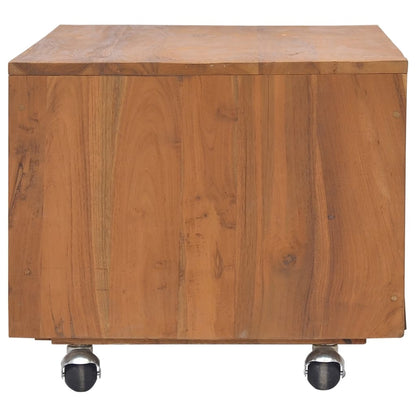 TV-bänk med hjul 80x50x42 cm massiv teak