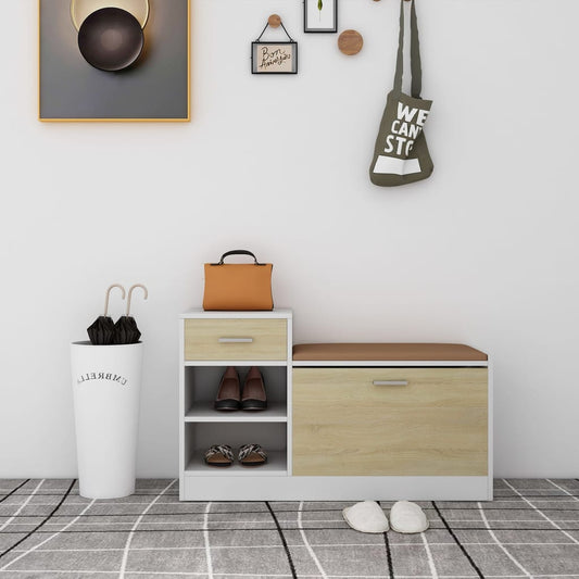 Skoställ Sonoma Ek Skobänk Vit och 94,5x31x57 cm