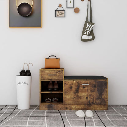 Skoställ Rökfärgad Ek Skobänk 94,5x31x57 cm