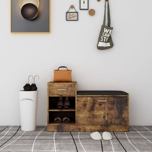 Skoställ Rökfärgad Ek Skobänk 94,5x31x57 cm