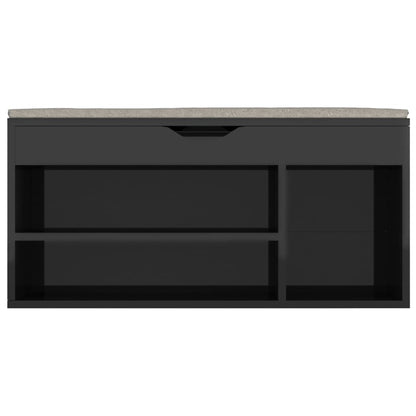 Skoställ Högglans Svart Skobänk med dyna 104x30x49 cm