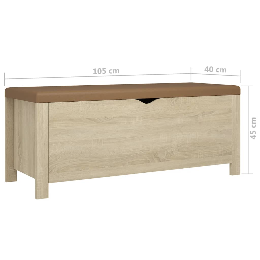 Förvaringsbänk med dyna Sonoma Ek 105x40x45 cm