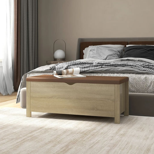 Förvaringsbänk med dyna Sonoma Ek 105x40x45 cm