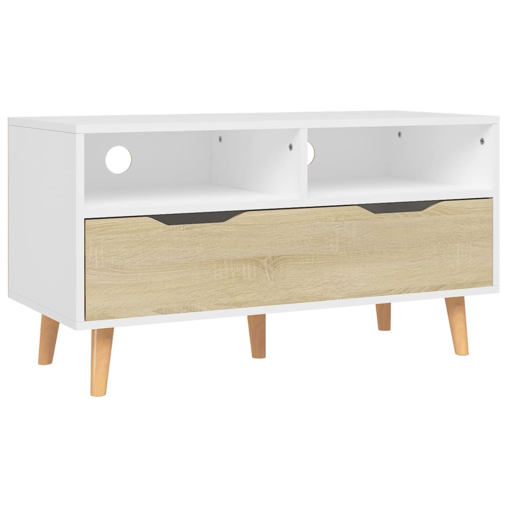 TV-Möbel Sonoma Ek TV-Bänk Vit och 90x40x48,5 cm