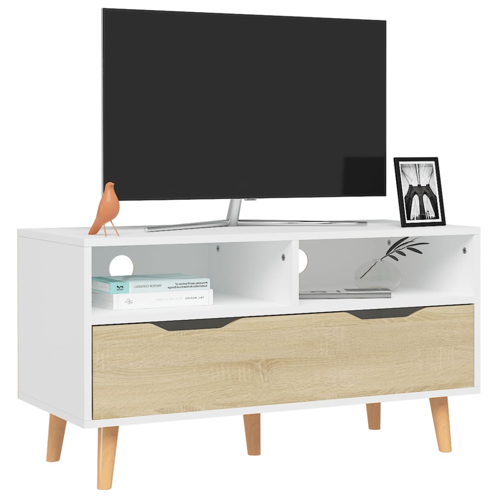 TV-Möbel Sonoma Ek TV-Bänk Vit och 90x40x48,5 cm
