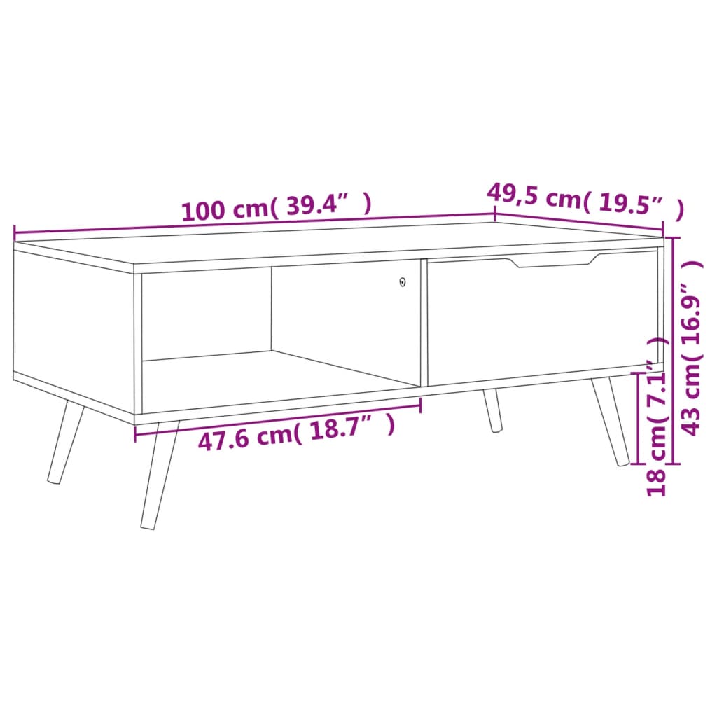 Soffbord Svart 100x49,5x43 cm