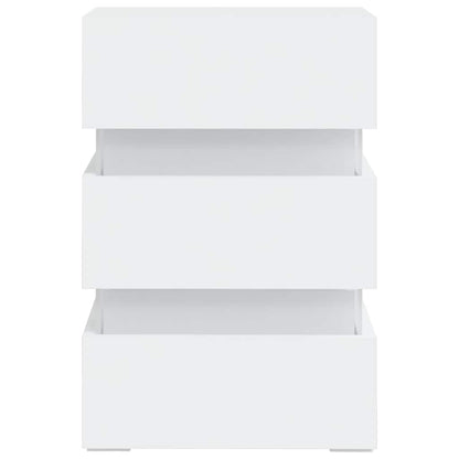 Sängbord Nattduksbord Vit Sängskåp LED 45x35x67 cm