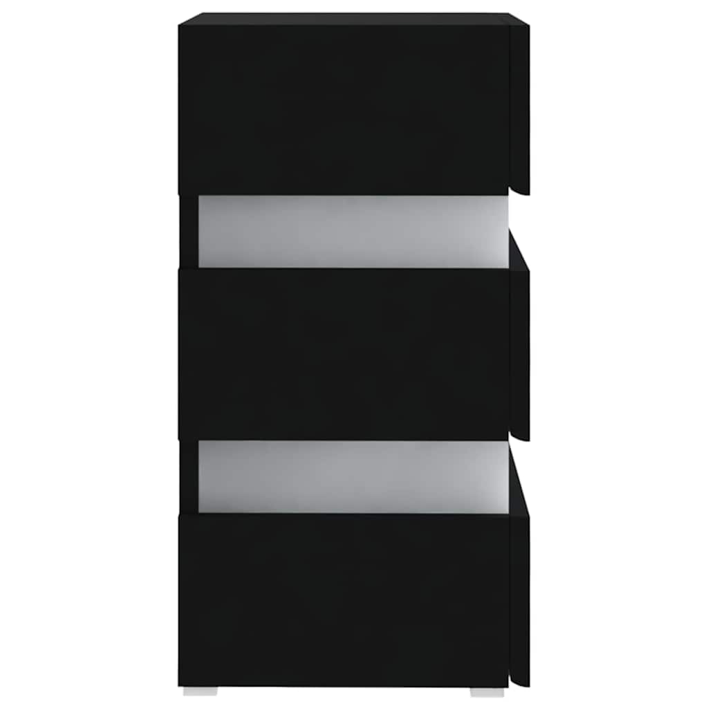 Sängbord Nattduksbord Svart Sängskåp LED 45x35x67 cm