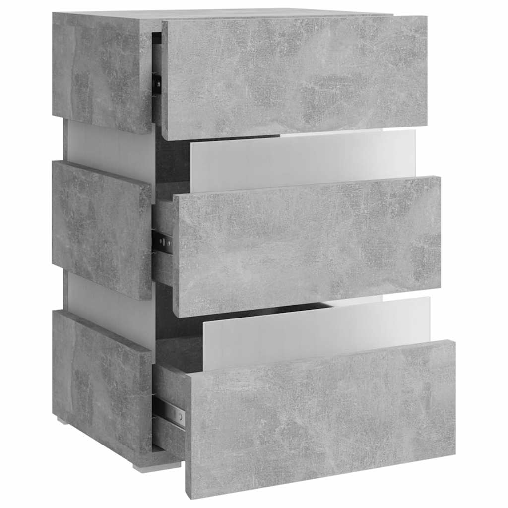 Sängbord Nattduksbord Betonggrå LED 45x35x67 cm