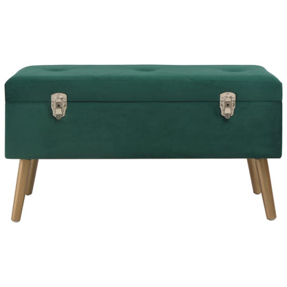 Hallbänk med förvaringsutrymme 80 cm grön sammet