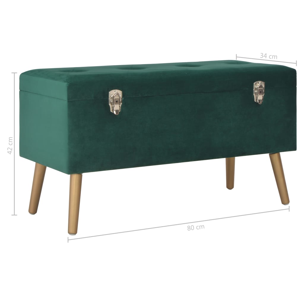 Hallbänk med förvaringsutrymme 80 cm grön sammet