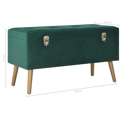 Hallbänk med förvaringsutrymme 80 cm grön sammet