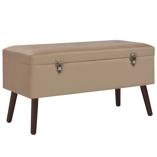 Hallbänk med förvaringsutrymme beige 80 cm sammet