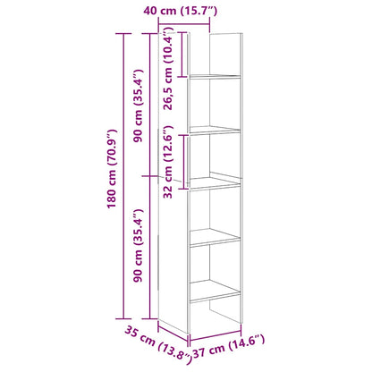 Bokhylla vit 40x35x180 cm konstruerat trä