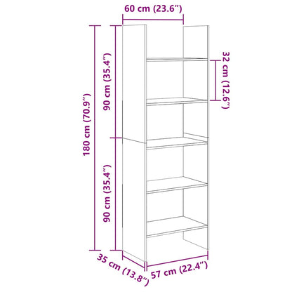 Bokhylla Vit 60x35x180 cm