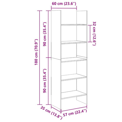 Bokhylla Svart 60x35x180 cm
