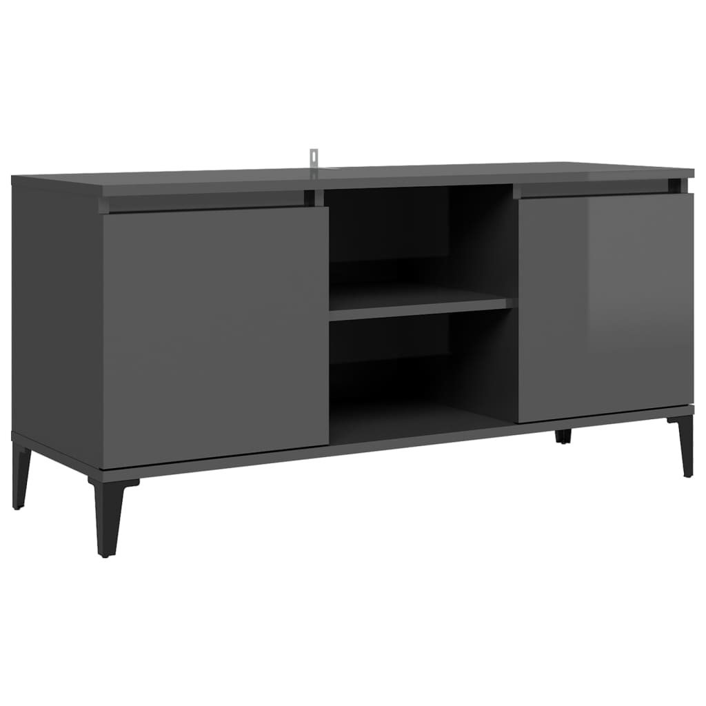 TV-Möbel Högglans Grå TV-Bänk med metallben 103,5x35x50 cm