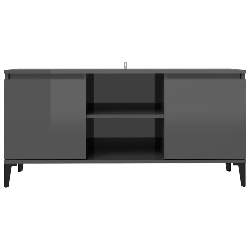 TV-Möbel Högglans Grå TV-Bänk med metallben 103,5x35x50 cm