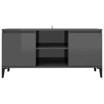 TV-Möbel Högglans Grå TV-Bänk med metallben 103,5x35x50 cm