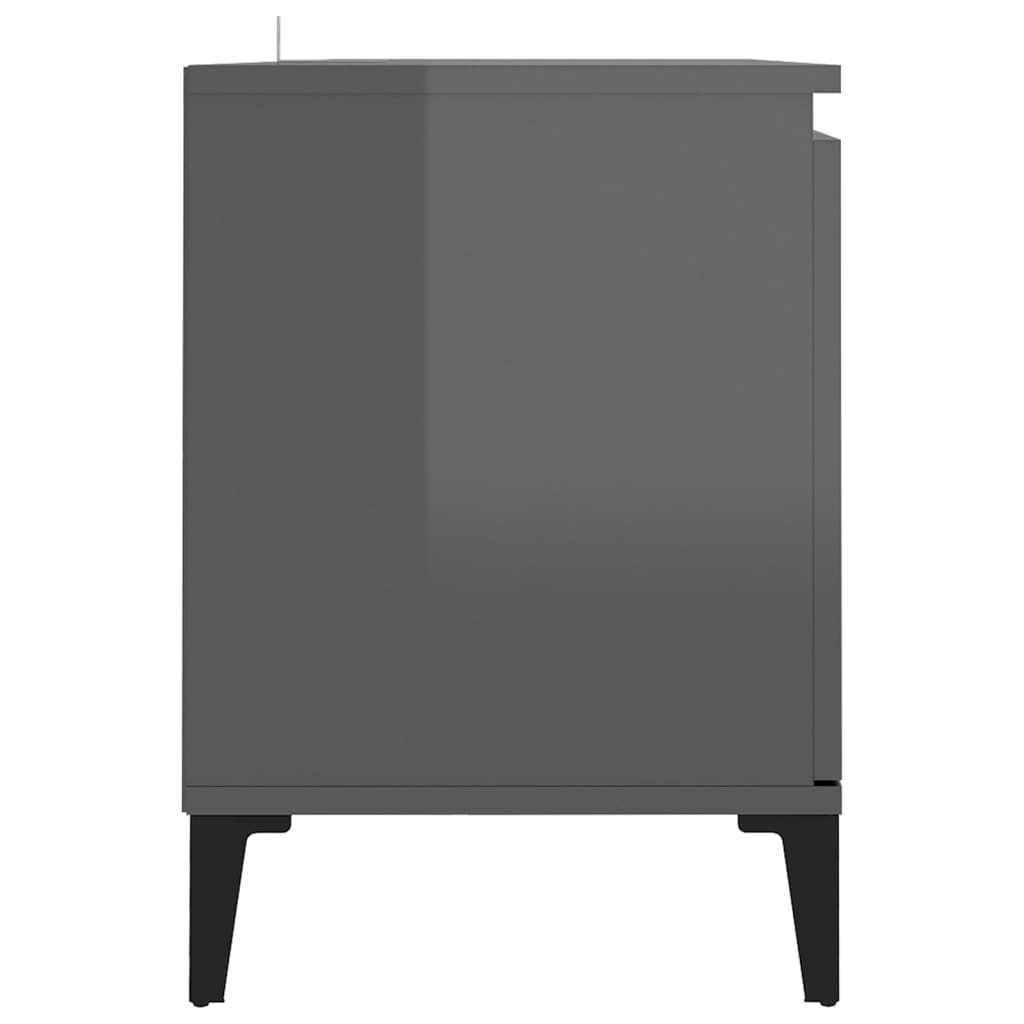 TV-Möbel Högglans Grå TV-Bänk med metallben 103,5x35x50 cm
