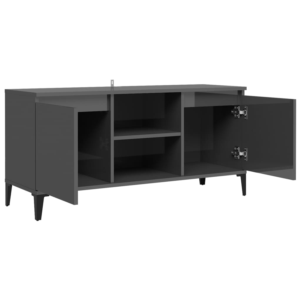 TV-Möbel Högglans Grå TV-Bänk med metallben 103,5x35x50 cm