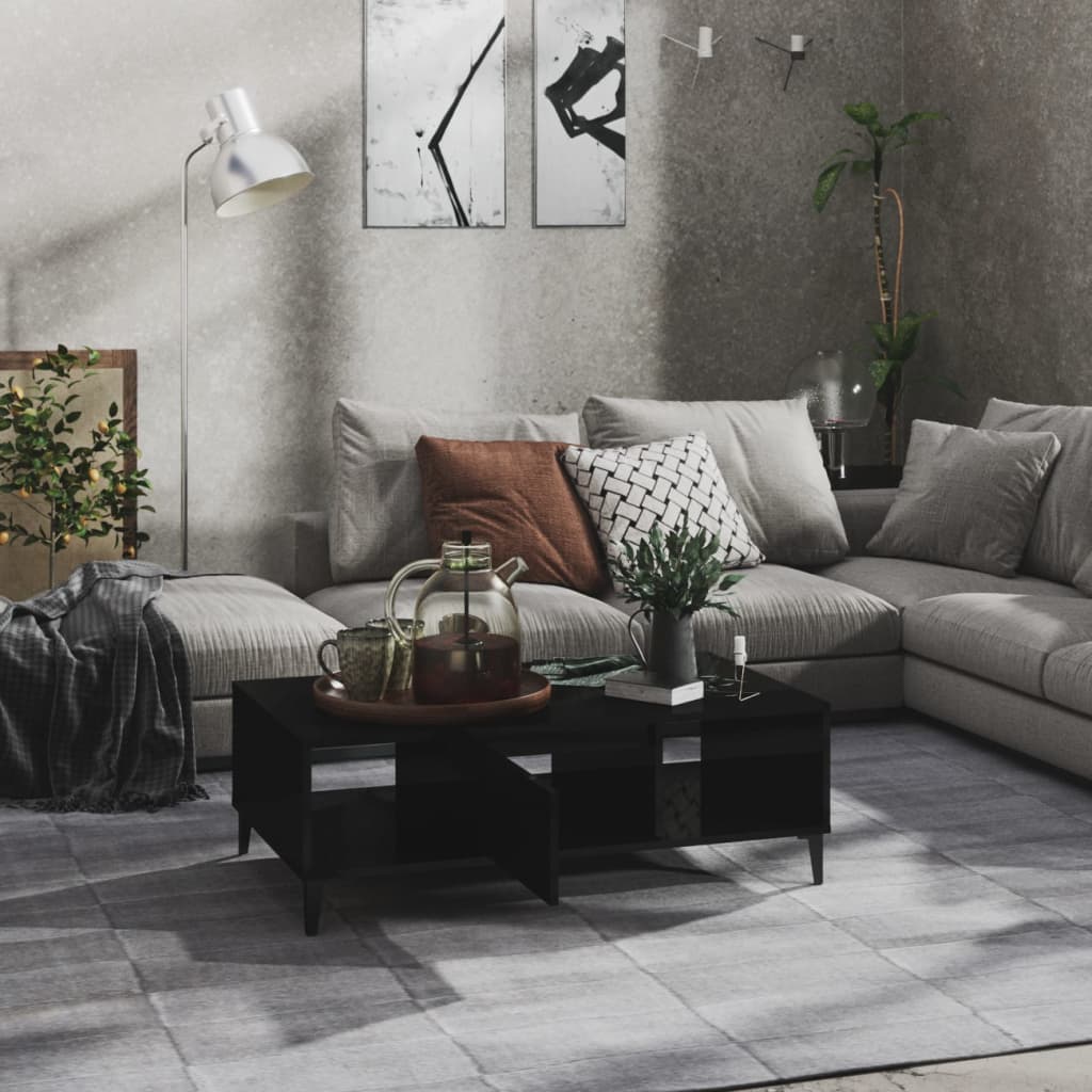 Soffbord svart högglans 103,5x60x35 cm konstruerat trä