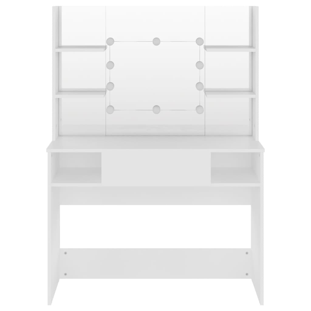 Sminkbord med LED-belysning 100x40x135 cm MDF vit