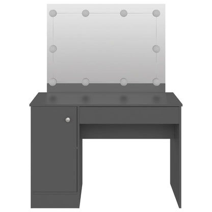 Sminkbord med LED-belysning 110x55x145 cm MDF Grå