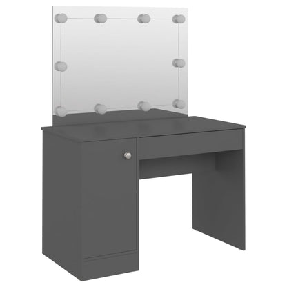 Sminkbord med LED-belysning 110x55x145 cm MDF Grå