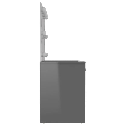 Sminkbord med LED-belysning 110x55x145 cm MDF glänsande Grå