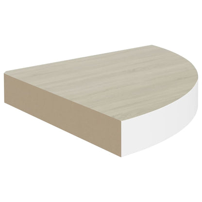 Svävande hörnhyllor 4 st ek och vit 35x35x3,8 cm MDF