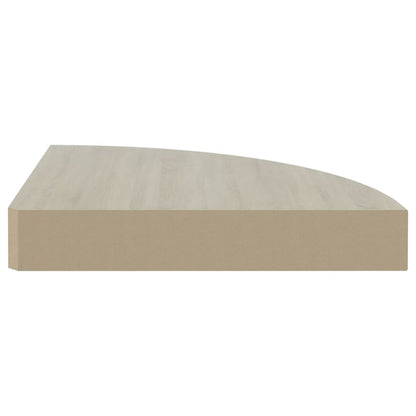 Svävande hörnhyllor 4 st ek och vit 35x35x3,8 cm MDF