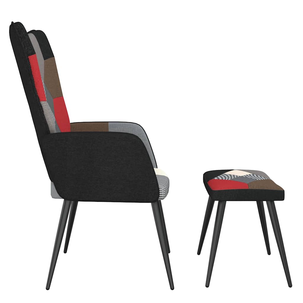 Vilstol med fotpall tyg lapptäcke