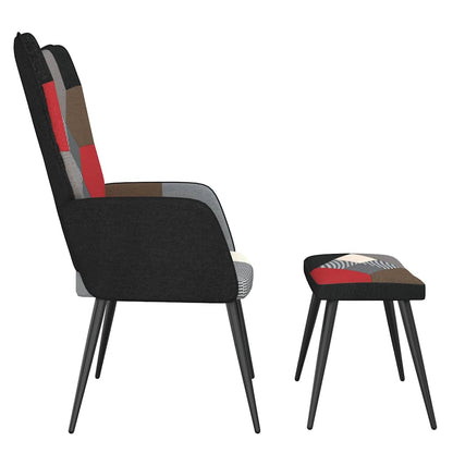 Vilstol med fotpall tyg lapptäcke