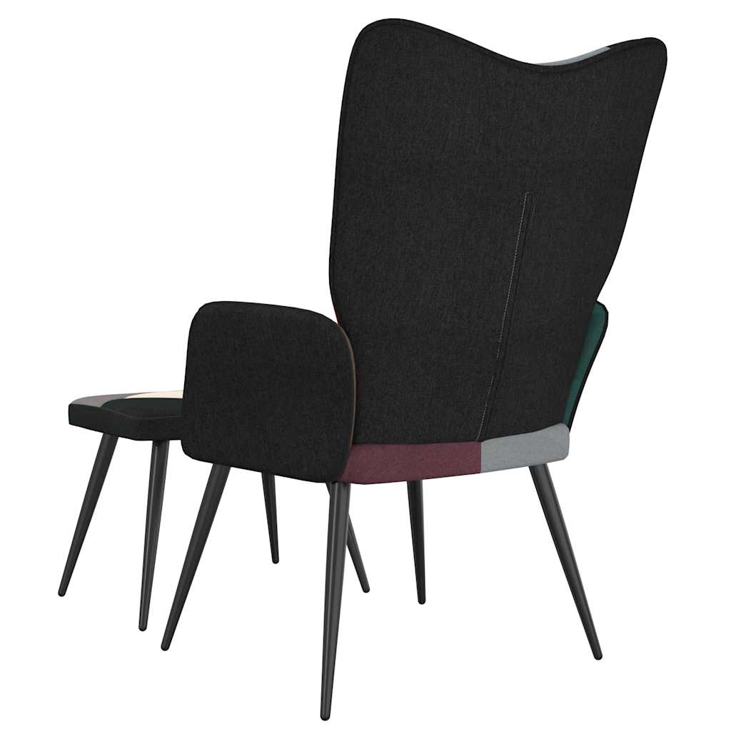 Vilstol med fotpall tyg lapptäcke