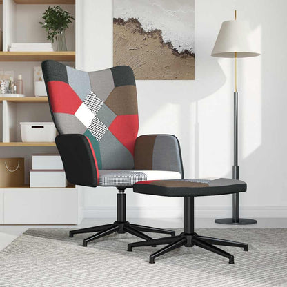 Vilstol med fotpall tyg lapptäcke