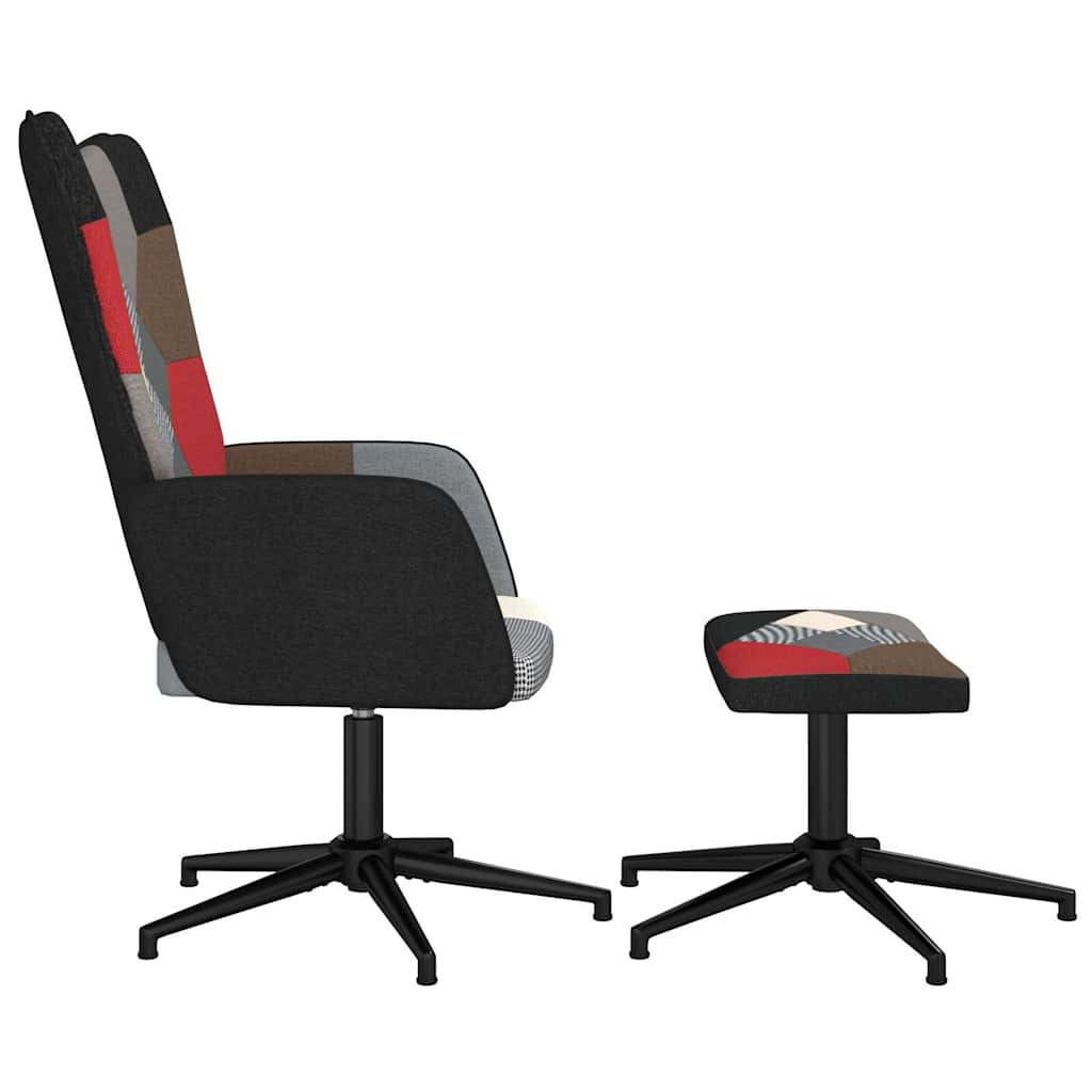 Vilstol med fotpall tyg lapptäcke