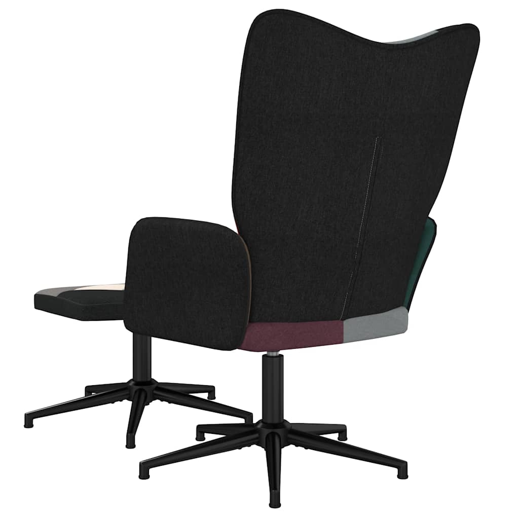 Vilstol med fotpall tyg lapptäcke