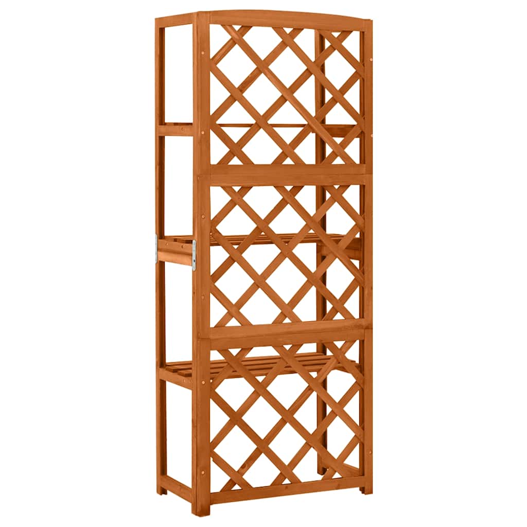 Utomhus Blomställning Växtstöd Spaljé med hyllor 55x30x140 cm massivt granträ