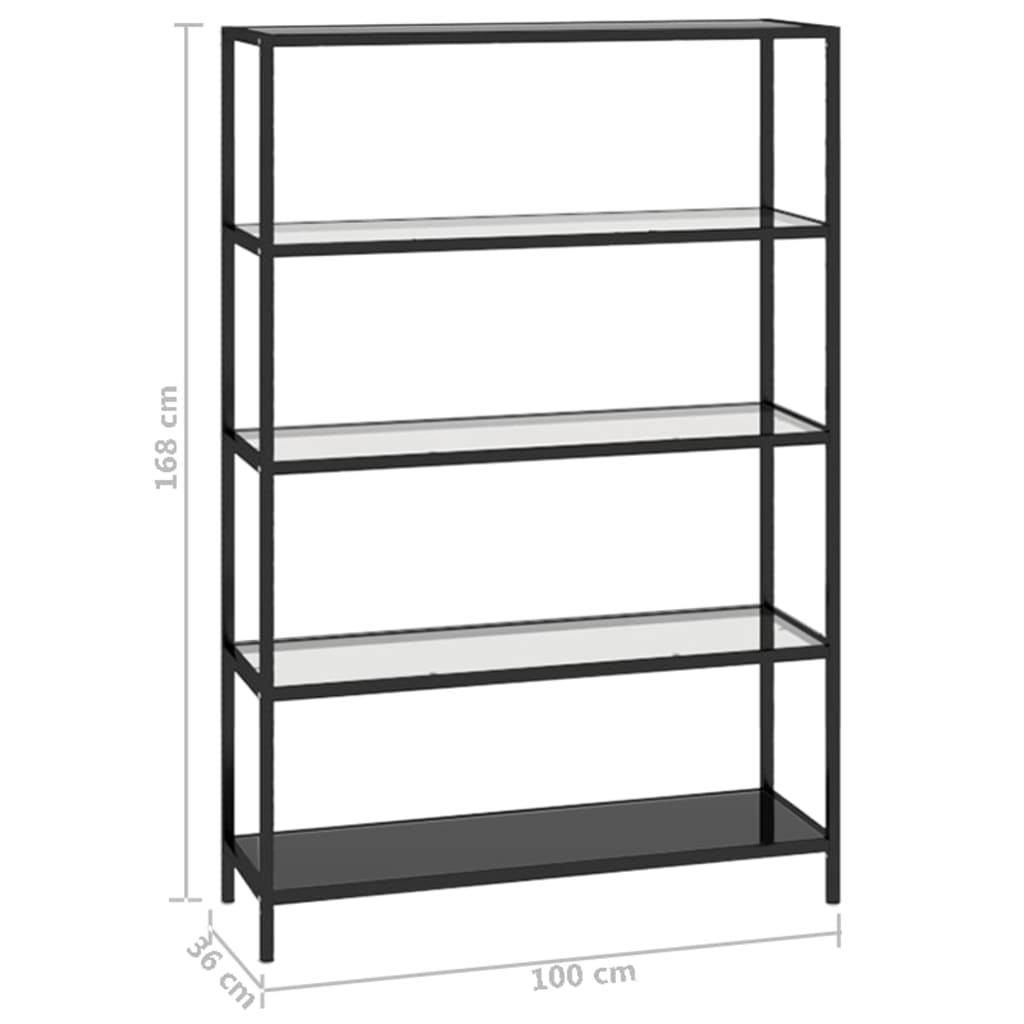 Bokhylla DIV. transparent 100x36x168 cm härdat glas