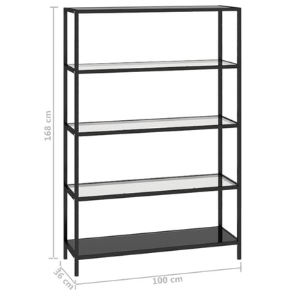 Bokhylla DIV. transparent 100x36x168 cm härdat glas