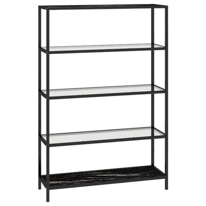 Bokhylla DIV. Svart marmor och transparent 100x36x168 cm härdat glas