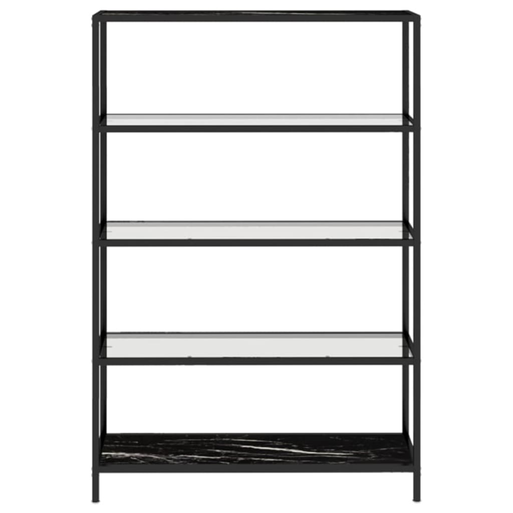 Bokhylla DIV. Svart marmor och transparent 100x36x168 cm härdat glas